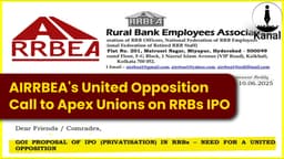AIRRBEA Calls for United Resistance Against IPO Move in Regional Rural Banks